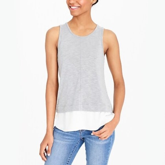 NWT J. Crew Grey White Tank Top - Picture 1 of 3